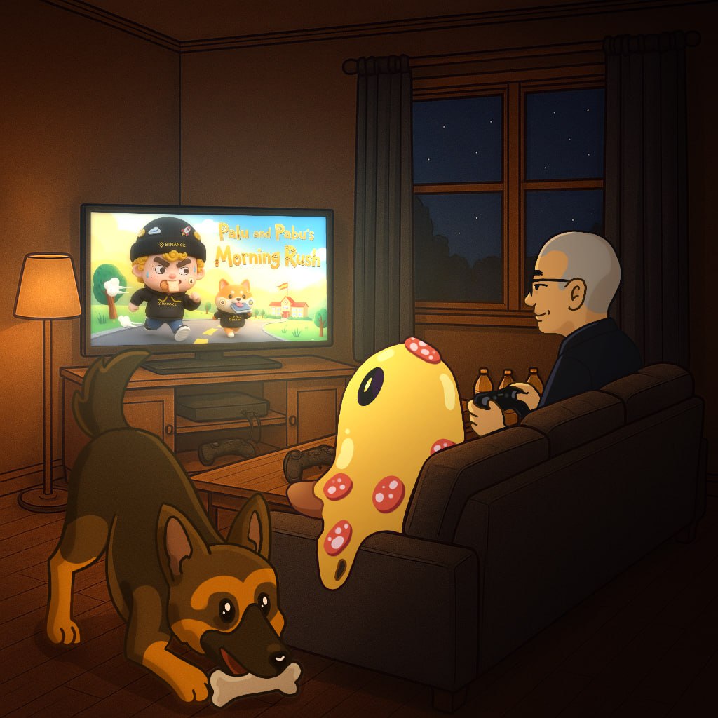 Scene 3 — Pizza and CZ play games while Broccoli lounges
